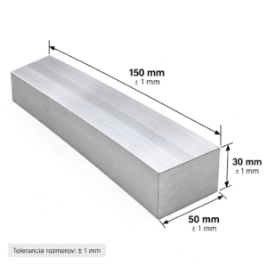 Hliníkový polotovar 6082 T6 – 50 × 30 × 150 mm